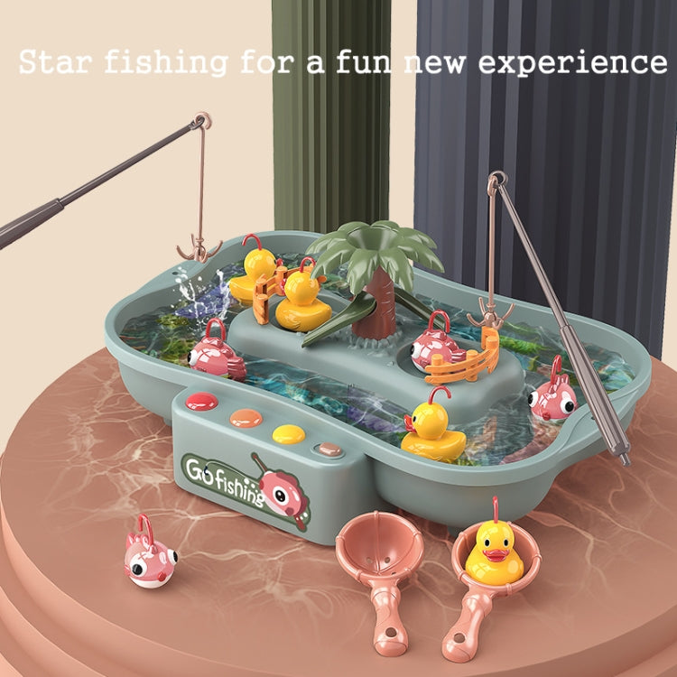 Play House Children Educational Electric Cycle Rotating Fishing Station Summer Water Game Toy Set, Colour: Green 6 Ducks