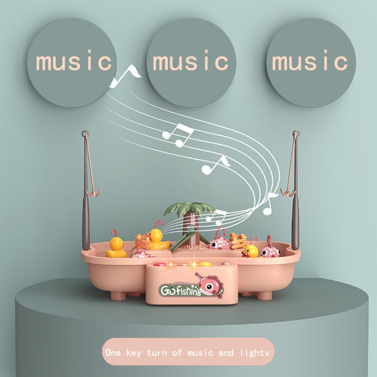 Play House Children Educational Electric Cycle Rotating Fishing Station Summer Water Game Toy Set, Colour: Pink 6 Ducks