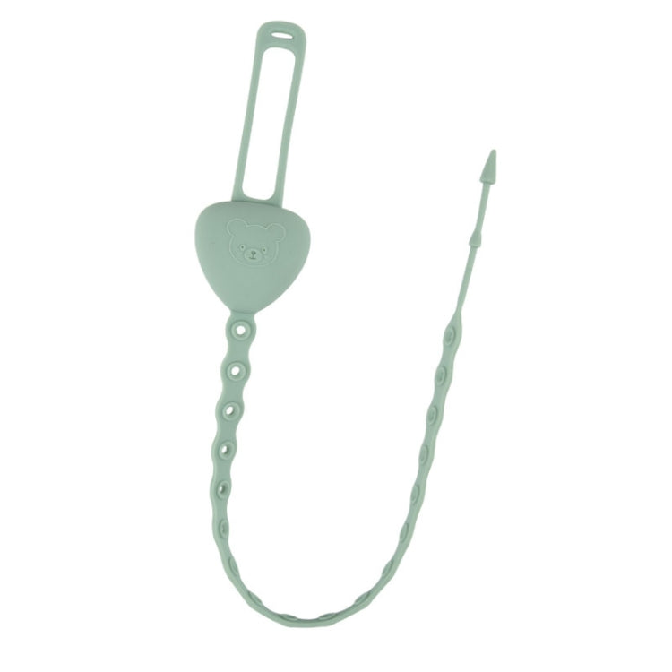 M010087 Silicone Baby Teether Anti-Dropping Chain Children Pacifier Anti-Dropping Strap(Gray-green)