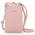 H2107 Ladies Mobile Phone Bag Shoulder Messenger Bag Pebbled Zipper Wallet(Pink)