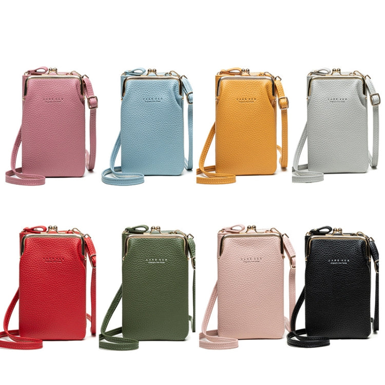 H2107 Ladies Mobile Phone Bag Shoulder Messenger Bag Pebbled Zipper Wallet(Pink)
