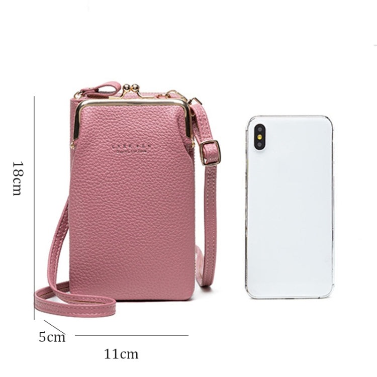 H2107 Ladies Mobile Phone Bag Shoulder Messenger Bag Pebbled Zipper Wallet(Pink)