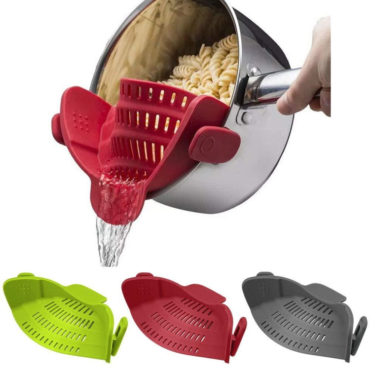 Wide Mouth Silicone Drainer Pot Side Drain To Block Fruit Noodle Strainer(Green)