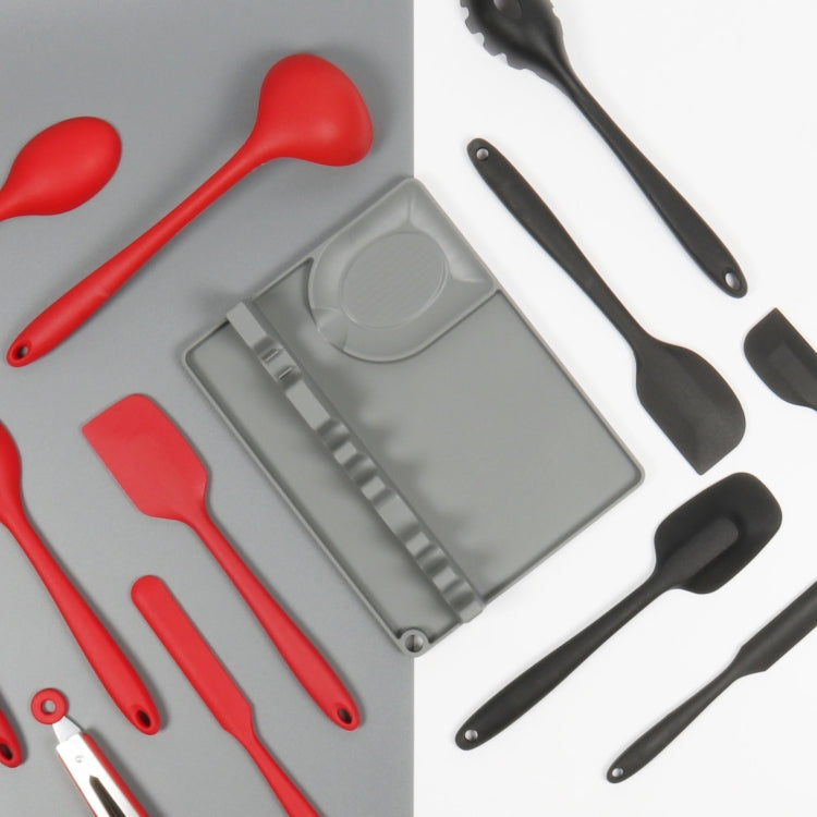 2 in 1 Kitchen Silicone Spoon Holder Shelf Large (Gray)