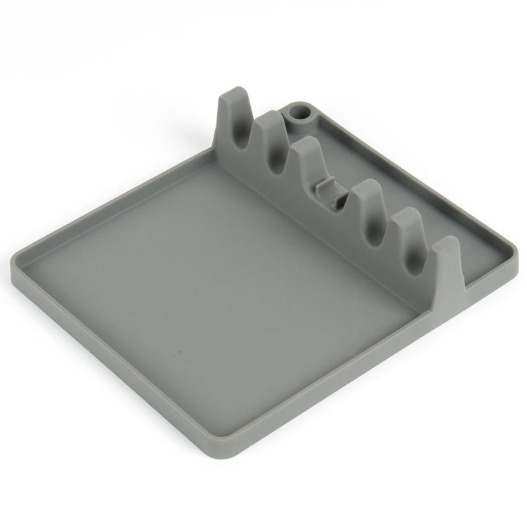 2 in 1 Kitchen Silicone Spoon Holder Shelf Medium (Gray)