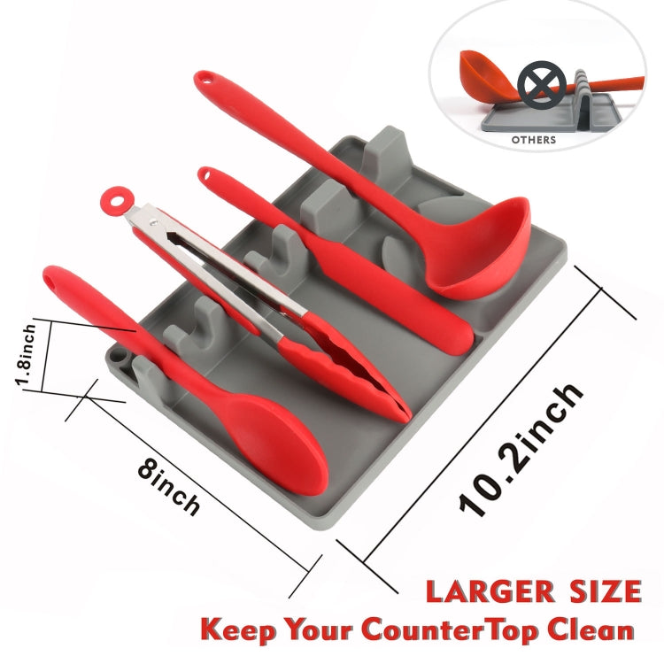 2 in 1 Kitchen Silicone Spoon Holder Shelf Medium (Gray)