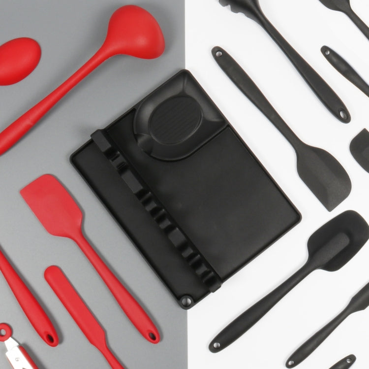 2 in 1 Kitchen Silicone Spoon Holder Shelf Medium (Black)