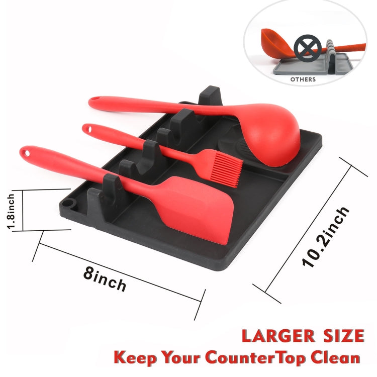 2 in 1 Kitchen Silicone Spoon Holder Shelf Medium (Black)
