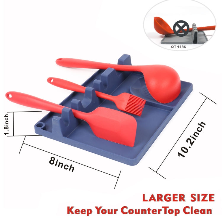 2 in 1 Kitchen Silicone Spoon Holder Shelf Large (Blue)
