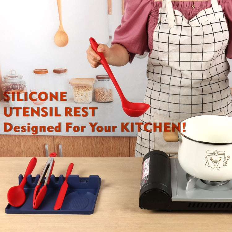 2 in 1 Kitchen Silicone Spoon Holder Shelf Medium (Blue)