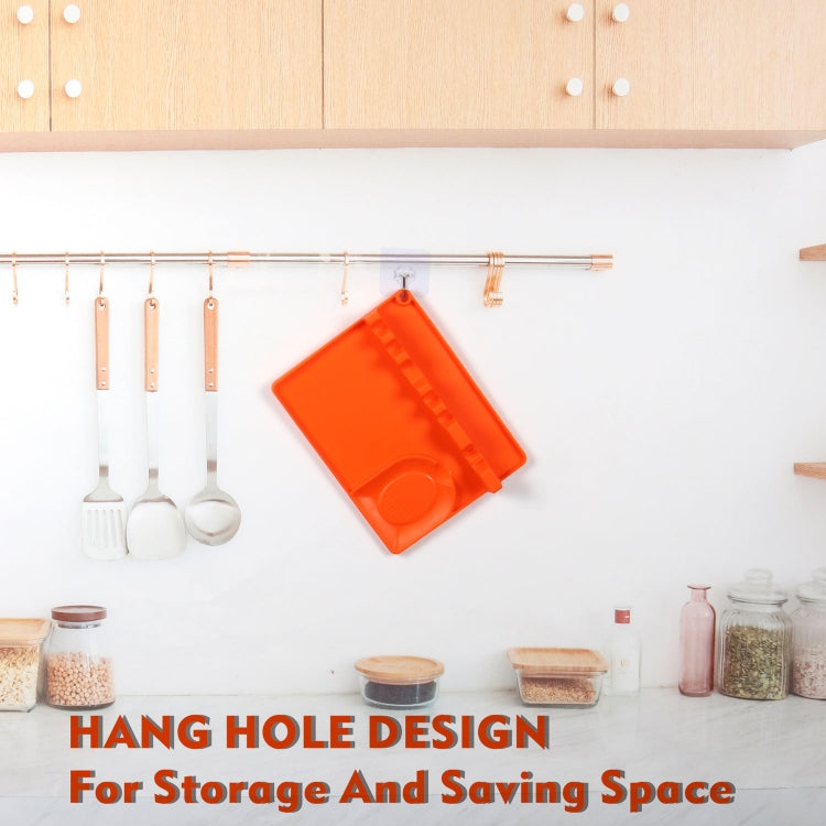 2 in 1 Kitchen Silicone Spoon Holder Shelf Large (Orange)
