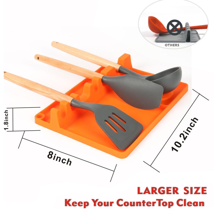 2 in 1 Kitchen Silicone Spoon Holder Shelf Medium (Orange)