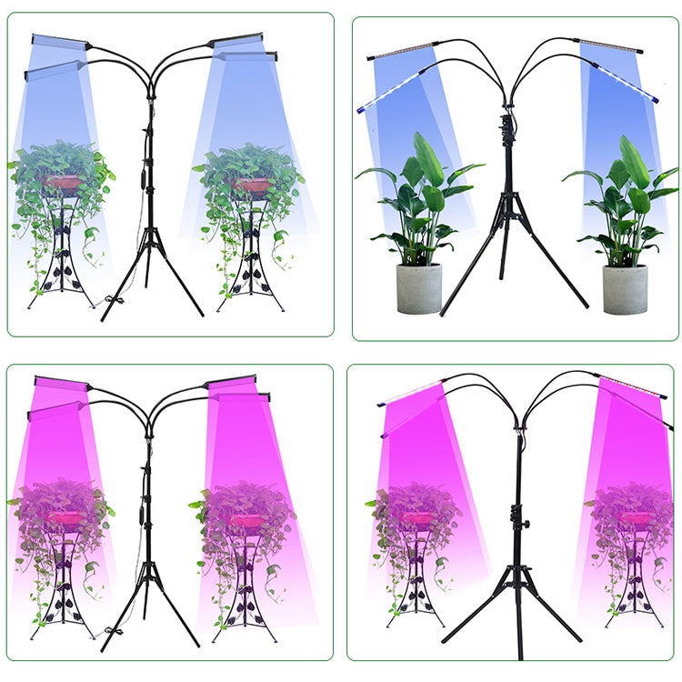 USB 40W 12V LED Plant Growth Supplement Light With RF Remote Control Floor Folding Tripod Without Power Adapter, Style: Square Version
