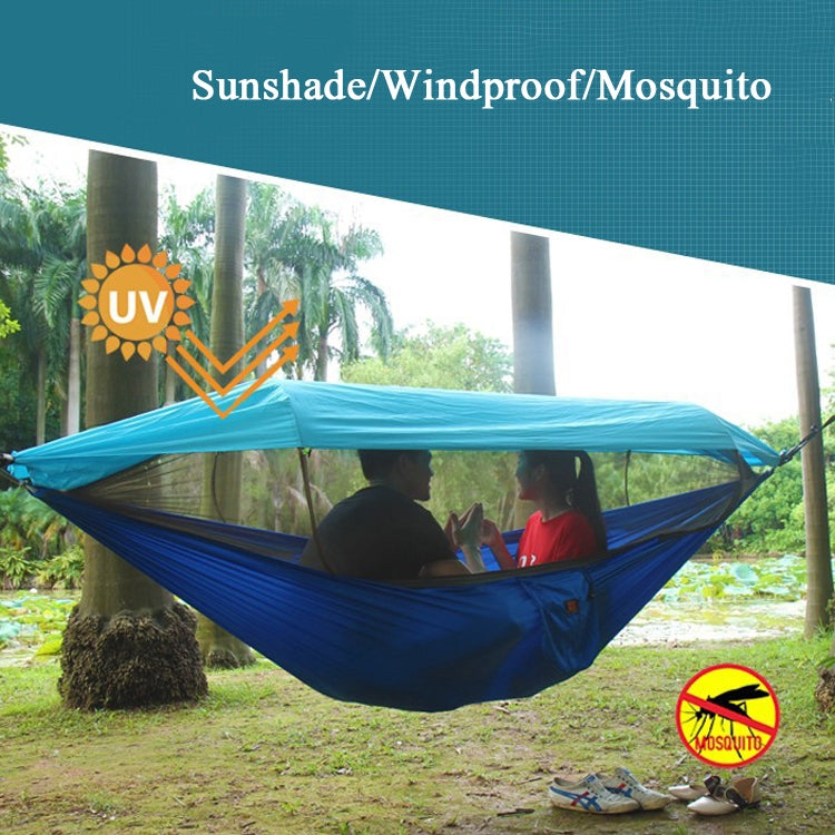 Parachute Cloth Anti-Mosquito Sunshade With Mosquito Net Hammock Outdoor Single Double Swing Off The Ground Aerial Tent 270x140cm Ink Green / Grass Green)