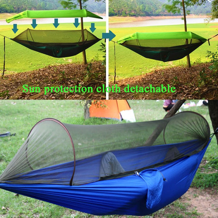 Parachute Cloth Anti-Mosquito Sunshade With Mosquito Net Hammock Outdoor Single Double Swing Off The Ground Aerial Tent 270x140cm Ink Green / Grass Green)