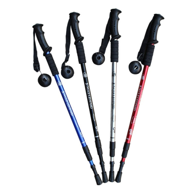 JUNGLELEOPARD 3-Section Straight Handle Aluminum Trekking Pole Multifunctional Walking Hand Crutches, Length: 66-135cm(Black)