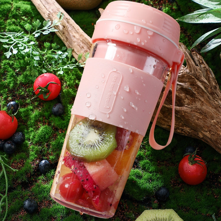 FS1300 Mini Juicer Home Portable Cooking Machine Student Juice Cup Juicer, Colour: Cherry Blossom Double Blade