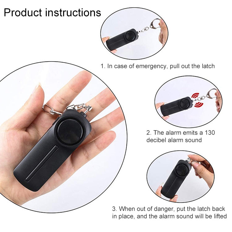 AF-9400 130dB Personal Alarm Pull Ring Women Self-Defense Keychain Alarm(White)