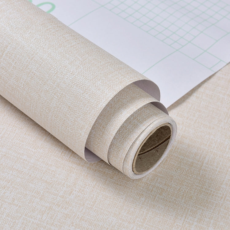 PVC Imitation Cloth Self-Adhesive Wallpaper Waterproof Thick Wall Stickers TV Background Wall Decoration Linen Wallpaper Size: 60cm x 3m(Beige  A601)