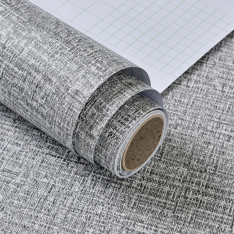 PVC Imitation Cloth Self-Adhesive Wallpaper Waterproof Thick Wall Stickers TV Background Wall Decoration Linen Wallpaper Size: 60cm x 3m(Deep Gray  A604)