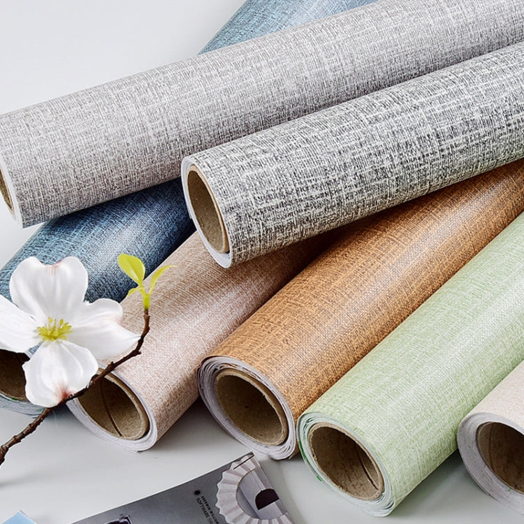 PVC Imitation Cloth Self-Adhesive Wallpaper Waterproof Thick Wall Stickers TV Background Wall Decoration Linen Wallpaper Size: 60cm x 3m(Navy Blue A606)