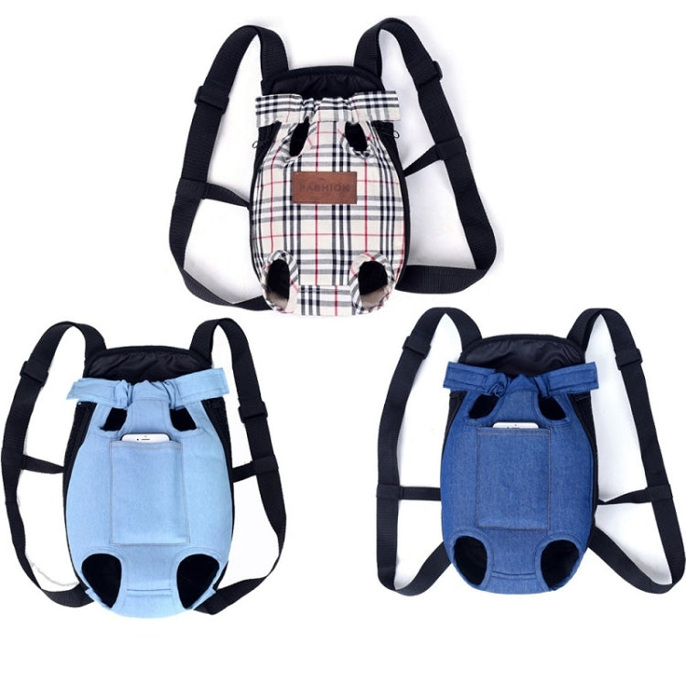 Dog Going Out Foldable On Chest Backpack Pet Carrier Bag, Colour: Blue Denim (Four Seasons)(XL)