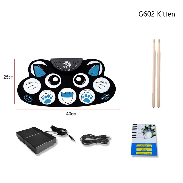 Children Hand Roll Electronic Drum DTX Game Portable Drum(G602 Kitten)