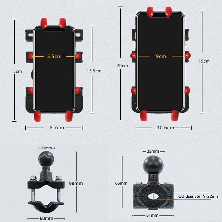 Motorcycle Metal Navigation Mobile Phone Bracket,Style: Handle Installation (Anti-theft)