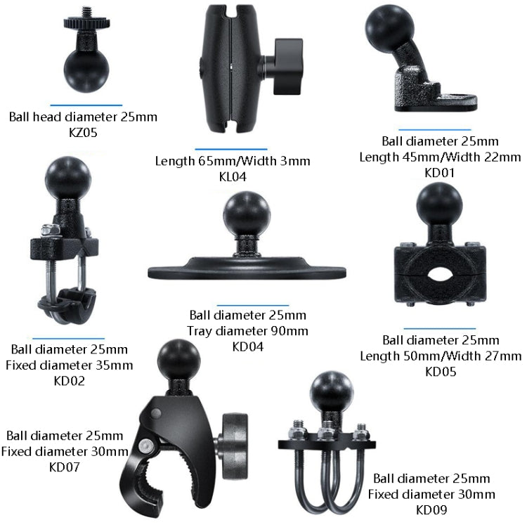Motorcycle Riding Recorder Bracket Camera Holder, Style: KZ05 + KL04 + KD02