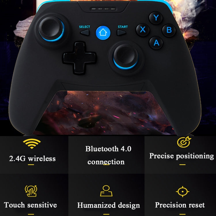 CX-X1  2.4GHz + Bluetooth 4.0 Wireless Game Controller Handle For Android / iOS / PC / PS3 Handle + Bracket+ Receiver (Blue)