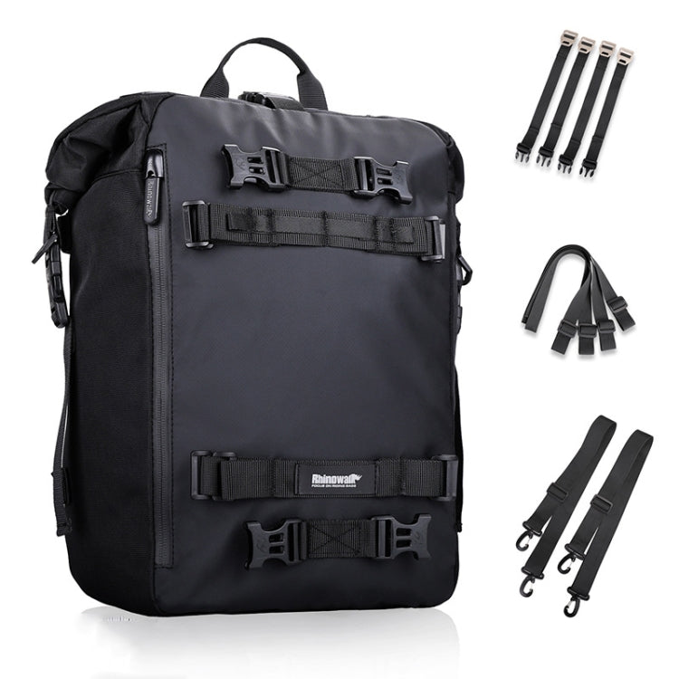 Rhinowalk Multi-Function Motorcycle Rear Seat Bag Combination Rear Shelf Pannier, Colour: Black 20L