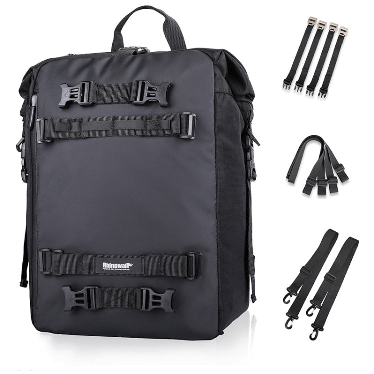 Rhinowalk Multi-Function Motorcycle Rear Seat Bag Combination Rear Shelf Pannier, Colour: Black 30L