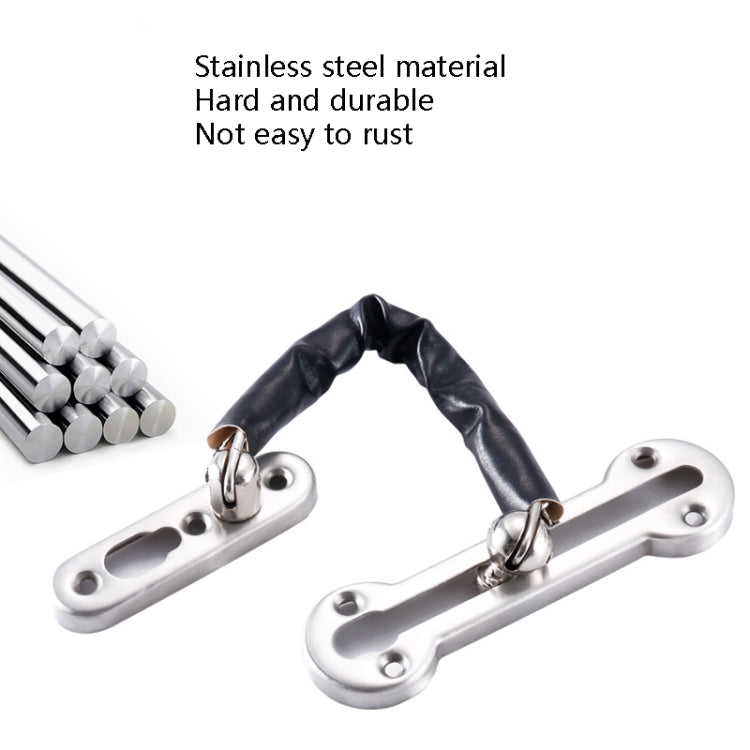 Thickened Anti-Theft Chain Stainless Steel Door Bolts Hotel Room Door Chain Buckle, Specification: Large (Black)