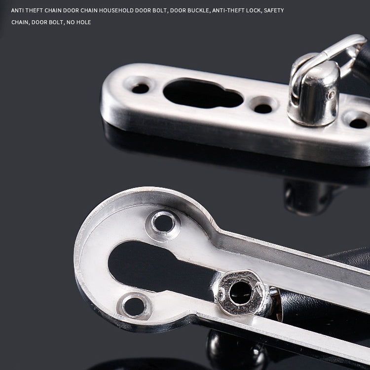 Thickened Anti-Theft Chain Stainless Steel Door Bolts Hotel Room Door Chain Buckle, Specification: Large (Black)