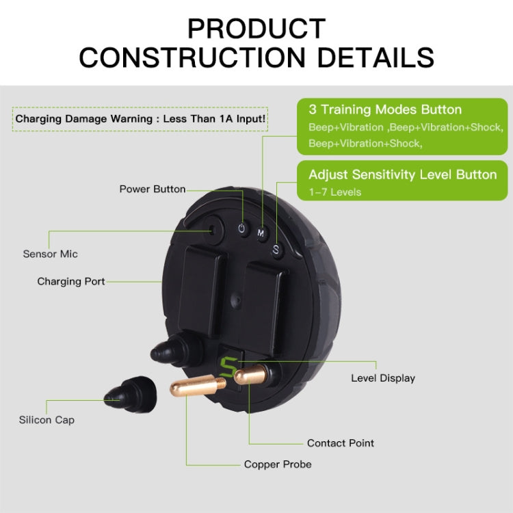Dog Barking Stopper Sound Vibration Anti-Barking Electric Shock Collar EU Plug(Black)