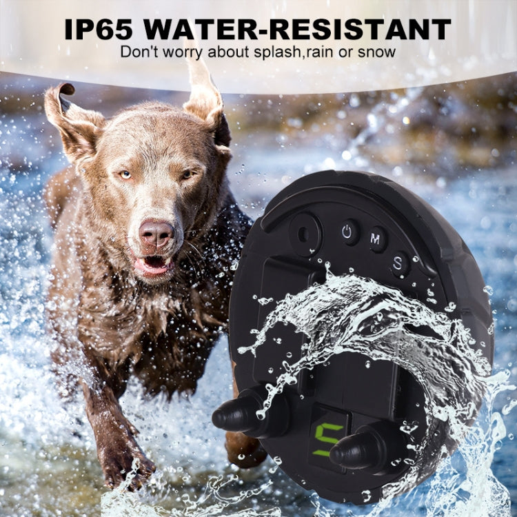 Dog Barking Stopper Sound Vibration Anti-Barking Electric Shock Collar EU Plug(Black)