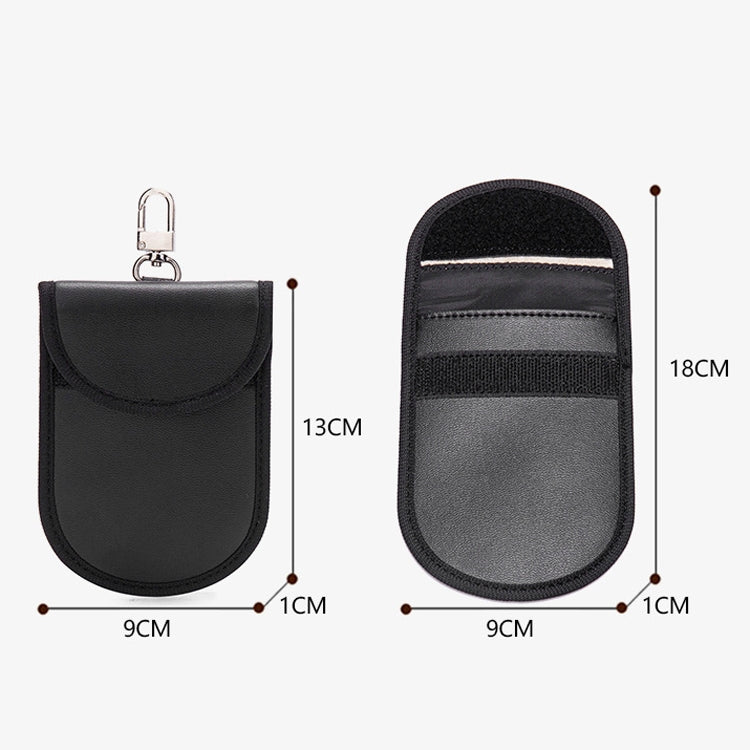 2 PCS Car Key Ring RFID Anti-Theft Key Bag Mobile Phone Signal Shield Bag Anti-Magnetic Bag(Black PU)