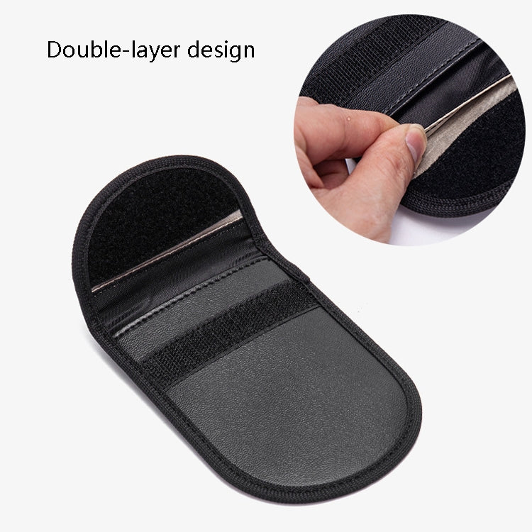 2 PCS Car Key Ring RFID Anti-Theft Key Bag Mobile Phone Signal Shield Bag Anti-Magnetic Bag(Black PU)