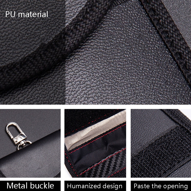 2 PCS Car Key Ring RFID Anti-Theft Key Bag Mobile Phone Signal Shield Bag Anti-Magnetic Bag(Black PU)
