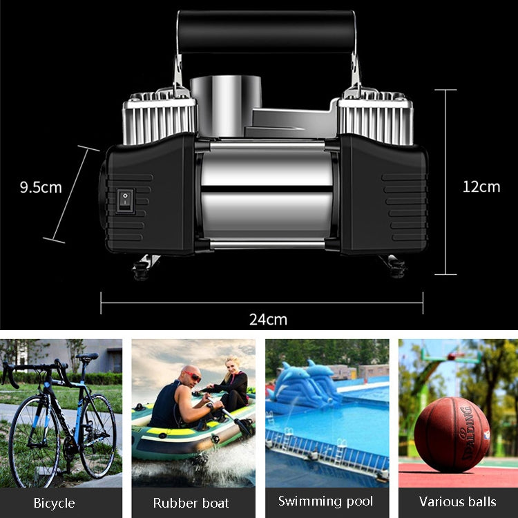 YR-106 12V Car Inflatable Pump Home Tire Portable Air Pump(Double Cylinder)