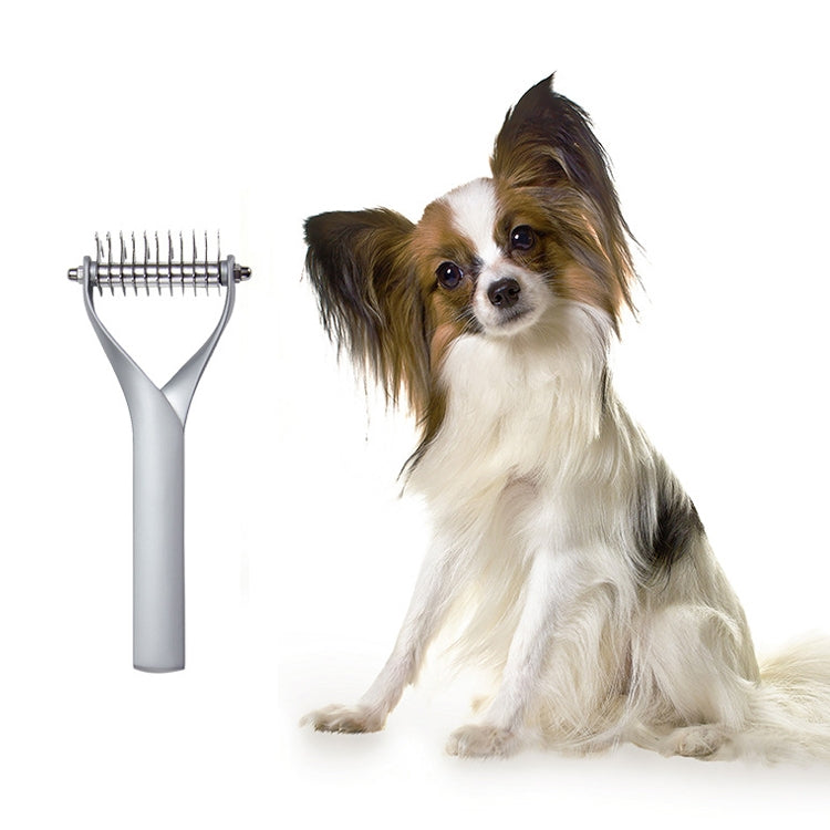 Pet Comb Zinc Alloy Double-Sided Cat Dog Cleaning Beauty Hair Removal Comb, Specification: Silver Small(Ordinary Packaging)