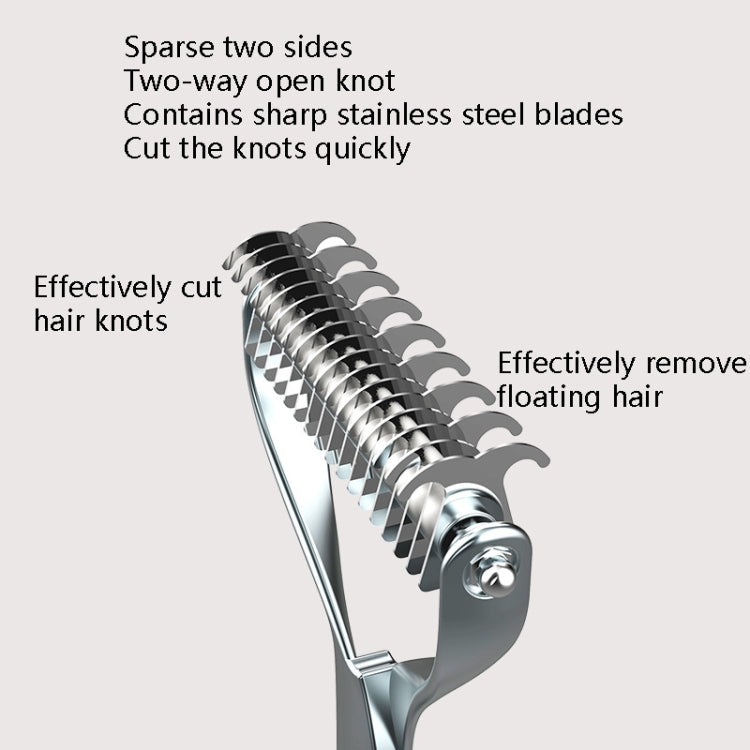 Pet Comb Zinc Alloy Double-Sided Cat Dog Cleaning Beauty Hair Removal Comb, Specification: Silver Small(Ordinary Packaging)
