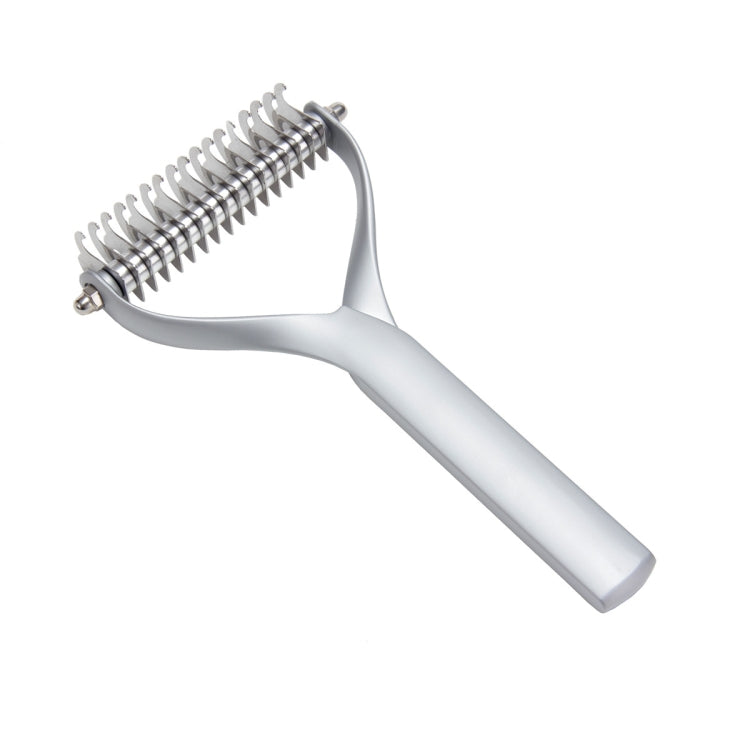 Pet Comb Zinc Alloy Double-Sided Cat Dog Cleaning Beauty Hair Removal Comb, Specification: Silver Large(Ordinary Packaging)