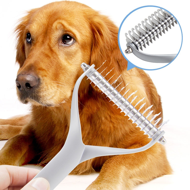 Pet Comb Zinc Alloy Double-Sided Cat Dog Cleaning Beauty Hair Removal Comb, Specification: Silver Large(Ordinary Packaging)