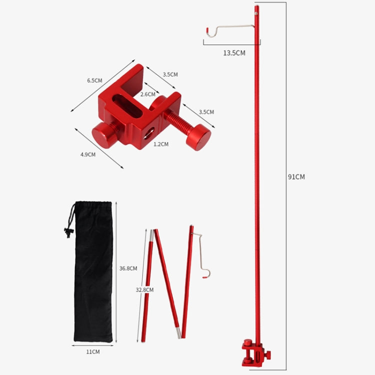 CLS Outdoor Aluminum Alloy Mini Simple Light Stand Camping Foldable Fixed Light Bracket(Red)