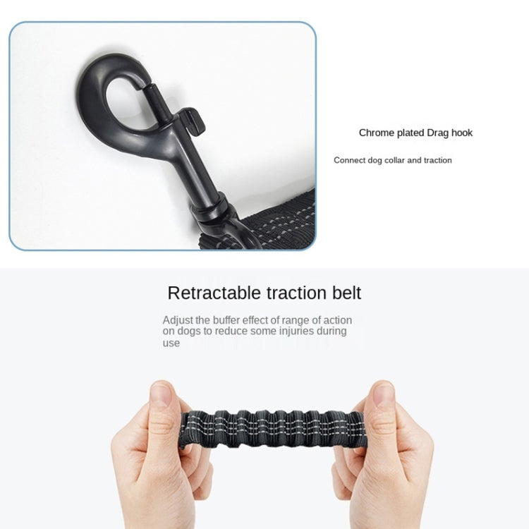 Running Reflective Double Telescopic Dog Rope Dog Chain Traction(Black D Ring Fluorescent Green)