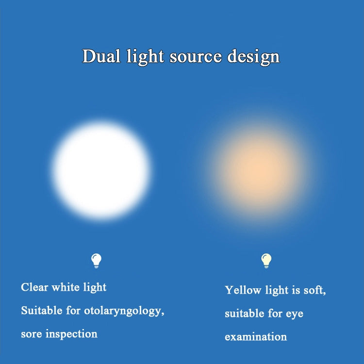 Flashlight Pupil Pen Light Yellow White Dual Light Source Dental Light LED Stainless Steel Morning Inspection Light(Silver)