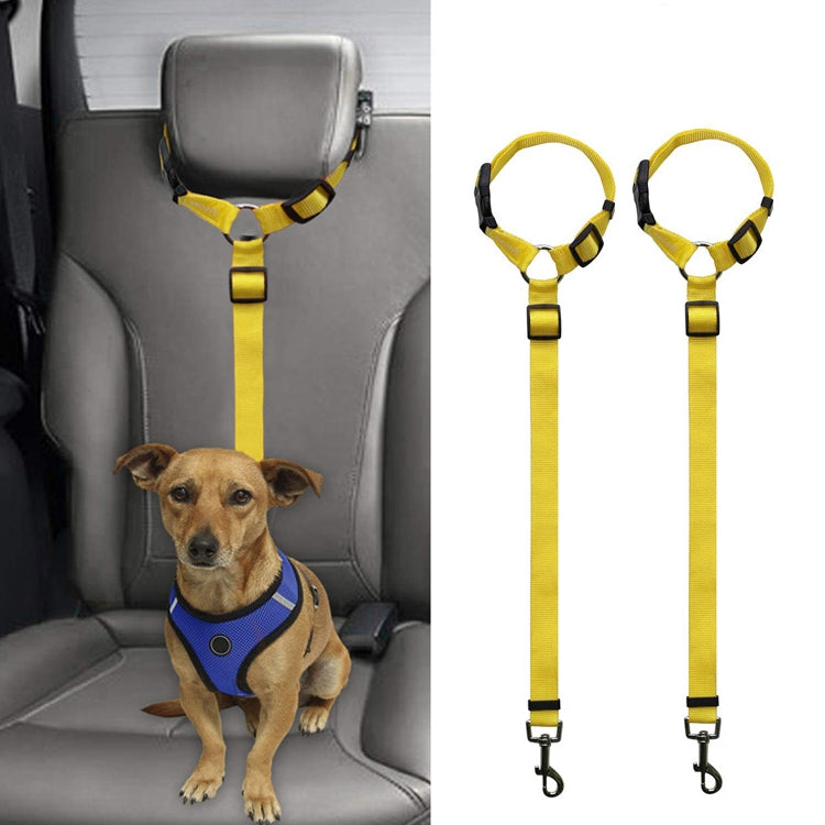 Pet Car Safety Rope Ring Dog Car Seat Belt Rear Seat Traction Rope(Yellow)
