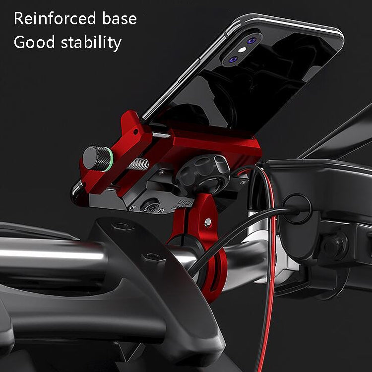 Kewig M6 Aluminum Alloy Motorcycle Mobile Phone Bracket Rechargeable With Switch Waterproof Stable Navigation Bracket(Red)