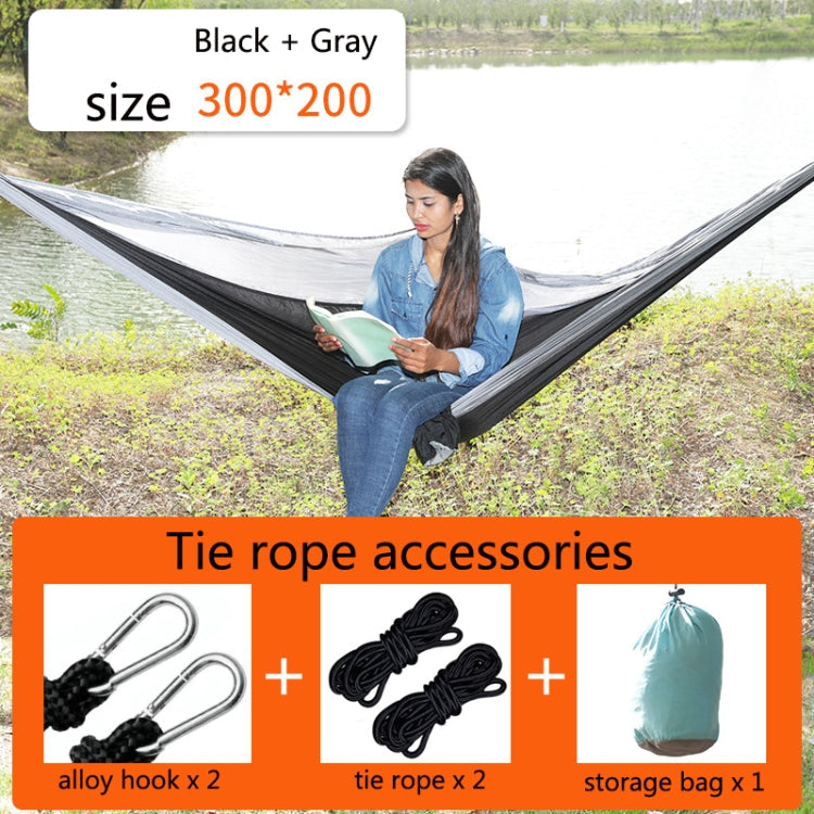 Outdoor Hammock Nylon Parachute Cloth Travel Camping Swing, Style: 3m x 2m (Black+Gray)
